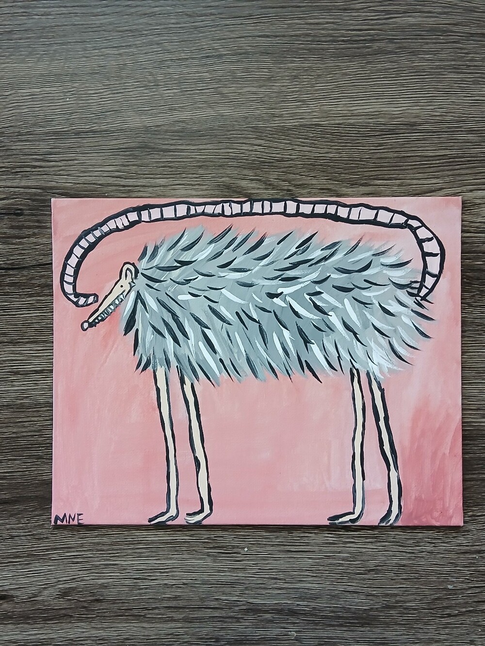 Tall Possum Painting Folk Art